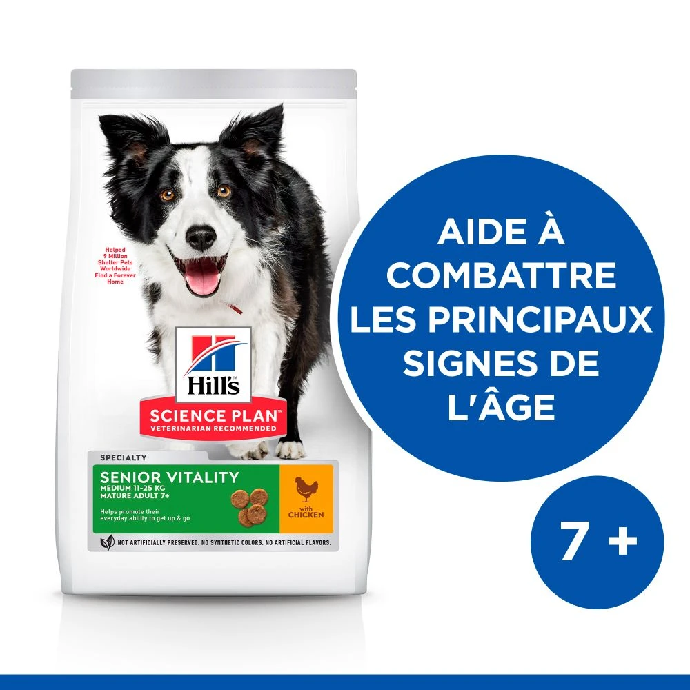 Hill's Science Plan Senior Vitality Croquettes Pour Chien âgé Au Poulet 14Kg – Image 2