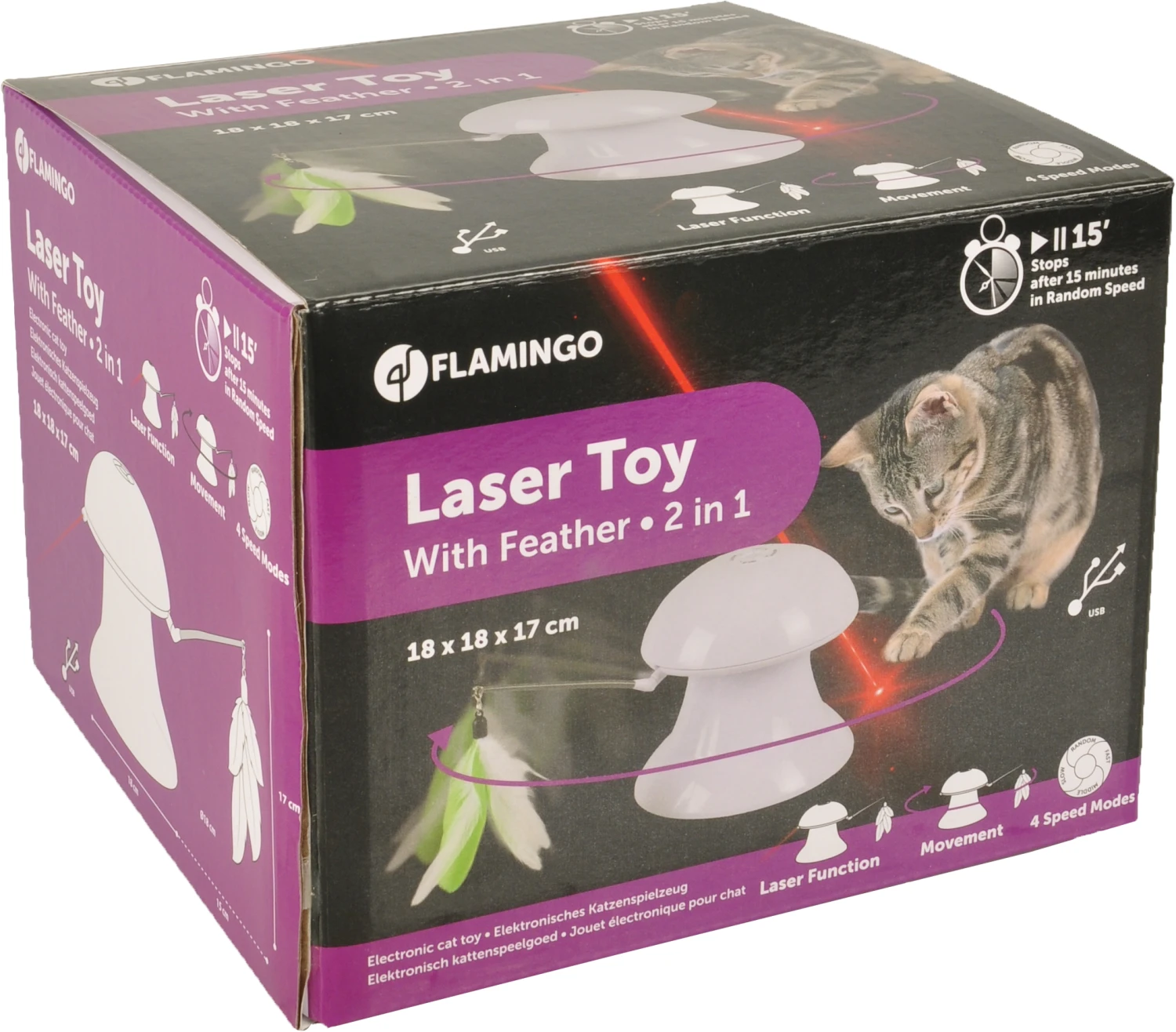Flamingo Jouet Chat Laser Avec Plumes 2in1 – Image 2